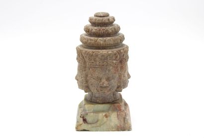ASIA. Bust of Brahama in hard stone. Accidents....
