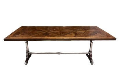 Dining room table, the top in wood and the...
