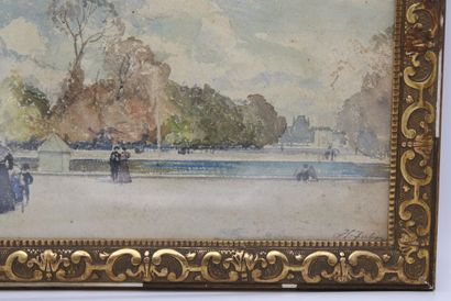 Henri ZUBER (1844-1909). 
View of the Tuileries...