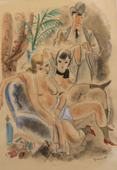 André DIGNIMONT (1891-1965). Cabaret scene....