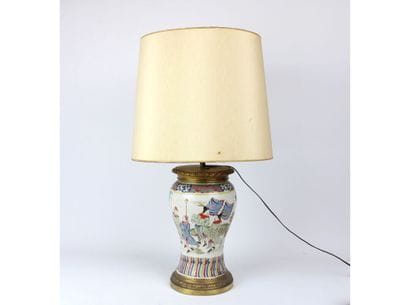 Baluster vase mounted in ceramic lamp, with...