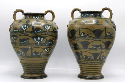 Louis LOURIOUX (1874-1930). Deux vases en...