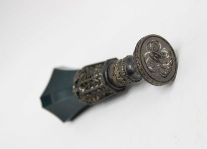 Silver seal and blood jasper.
Height : 8...