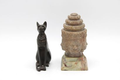 ASIA. Bust of Brahama in hard stone. Accidents....