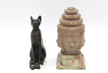 ASIA. Bust of Brahama in hard stone. Accidents....
