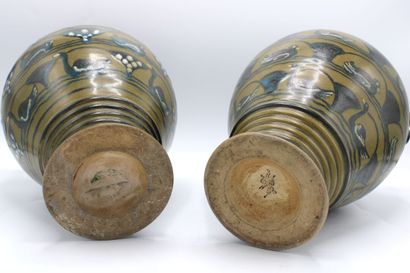 Louis LOURIOUX (1874-1930). Deux vases en...