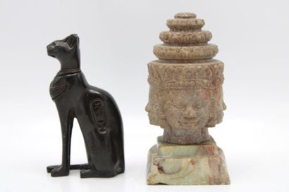 ASIA. Bust of Brahama in hard stone. Accidents....