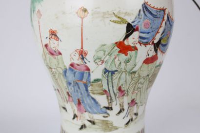 Baluster vase mounted in ceramic lamp, with...