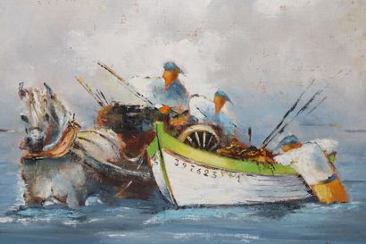 BERGA (XXe) The collectors of Goëmon. Oil...