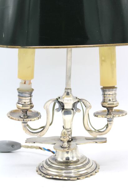 Lamp bouillotte in silver plated bronze,...