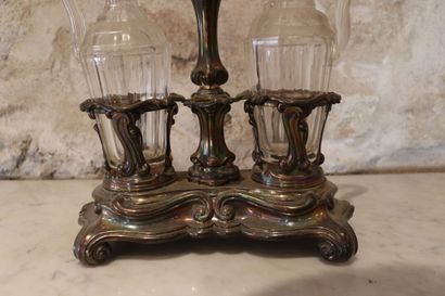 Oil and vinegar cruet in silver, Minerva...