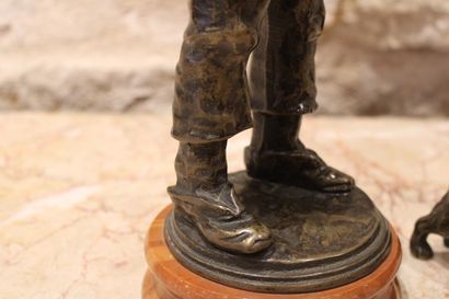 The whistler and his dog, patinated bronze...