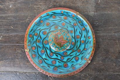 Large polychrome terracotta dish decorated...