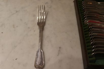 AU BON MARCHE, twelve silver plated cutlery,...