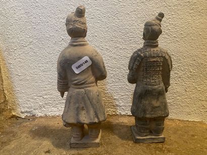 China 20th century, pair of warriors in glazed...