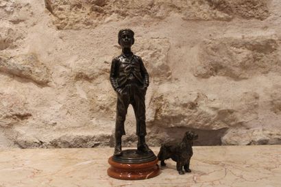 The whistler and his dog, patinated bronze...
