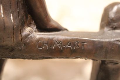 Young child and his basket, Bronze, signed...