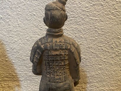 China 20th century, pair of warriors in glazed...