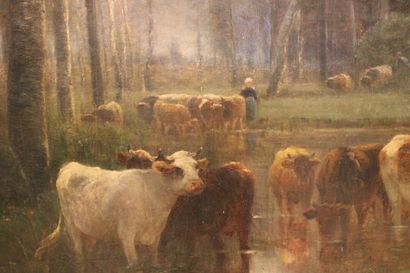 Louis-Aimé JAPY (1840-1916), Cows in the...