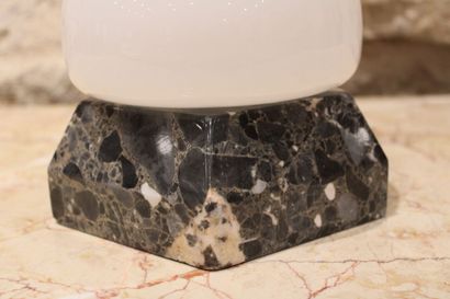 Ball lamp, hexagonal marble base. Metal stamp...