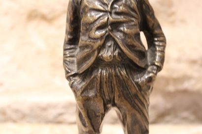 The whistler and his dog, patinated bronze...