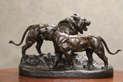 BARYE 
Antoine Louis BARYE (after). Lion...