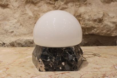 Ball lamp, hexagonal marble base. Metal stamp...
