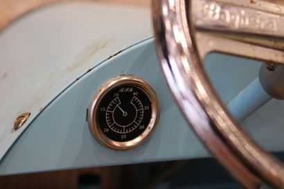 BAGHERA, child's pedal car in sky blue lacquered...