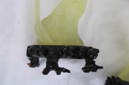 China 20th century, pair of jade birds on...