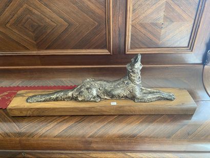 Greyhound, sculpture in bronze on a wooden...