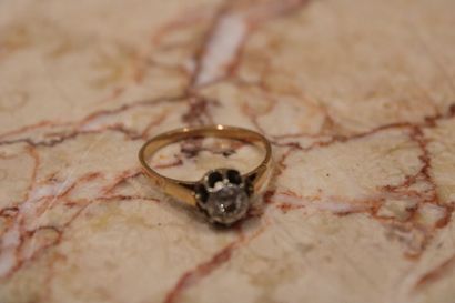 Yellow gold solitaire ring, set with a brilliant-cut...