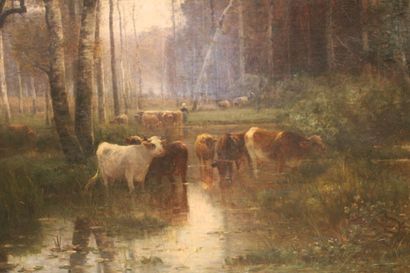 Louis-Aimé JAPY (1840-1916), Cows in the...