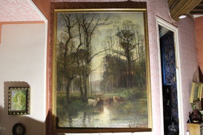 Louis-Aimé JAPY (1840-1916), Cows in the...