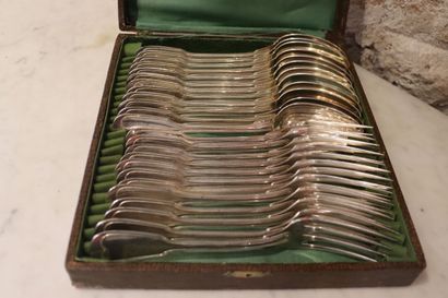 AU BON MARCHE, twelve silver plated cutlery,...