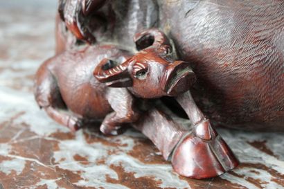 CHINA. Buffalo and its buffalo, surmounted...