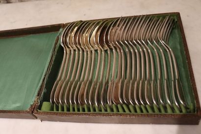 AU BON MARCHE, twelve silver plated cutlery,...