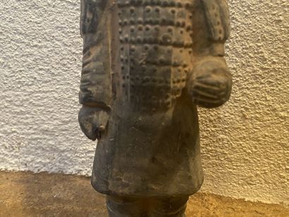 China 20th century, pair of warriors in glazed...