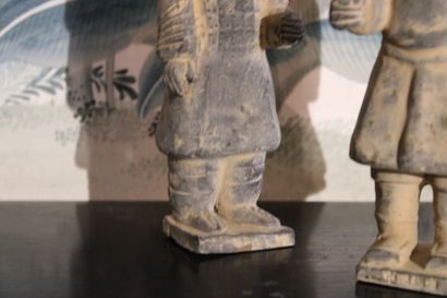 China 20th century, pair of warriors in glazed...