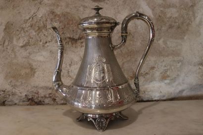 Silver coffee pot, Minerva mark, figured...