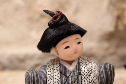 JAPAN. Set of two small kimono dolls made...