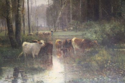 Louis-Aimé JAPY (1840-1916), Cows in the...