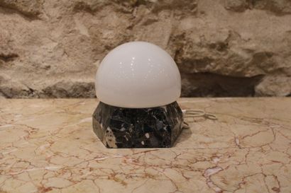 Ball lamp, hexagonal marble base. Metal stamp...