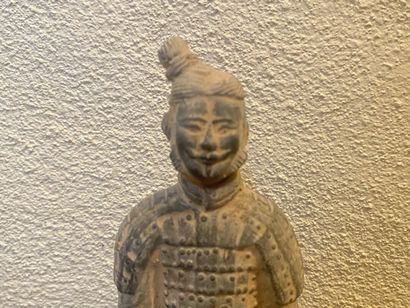 China 20th century, pair of warriors in glazed...