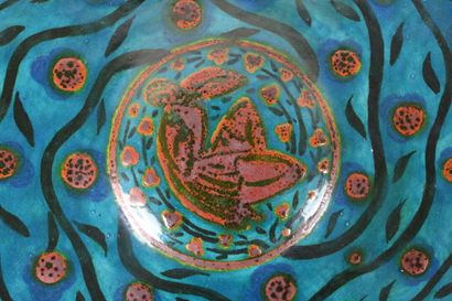 Large polychrome terracotta dish decorated...
