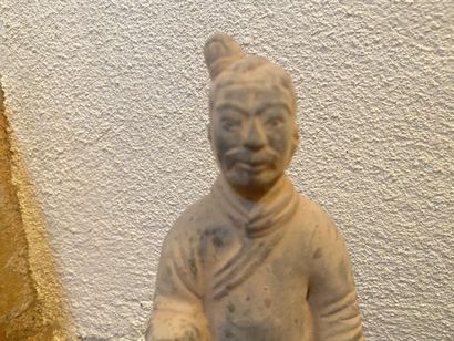 China 20th century, pair of warriors in glazed...