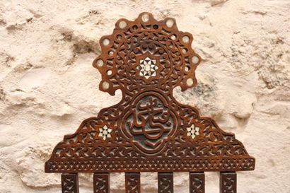 SYRIA. Pair of chairs in carved exotic wood...
