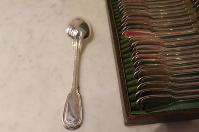 AU BON MARCHE, twelve silver plated cutlery,...