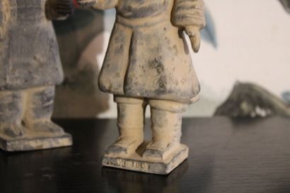 China 20th century, pair of warriors in glazed...