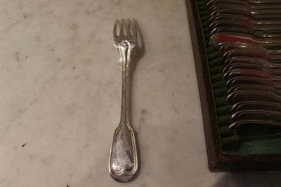 AU BON MARCHE, twelve silver plated cutlery,...