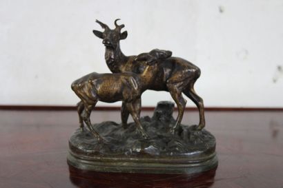Alfred DUBUCAND (1828-1894), Stag and doe,...